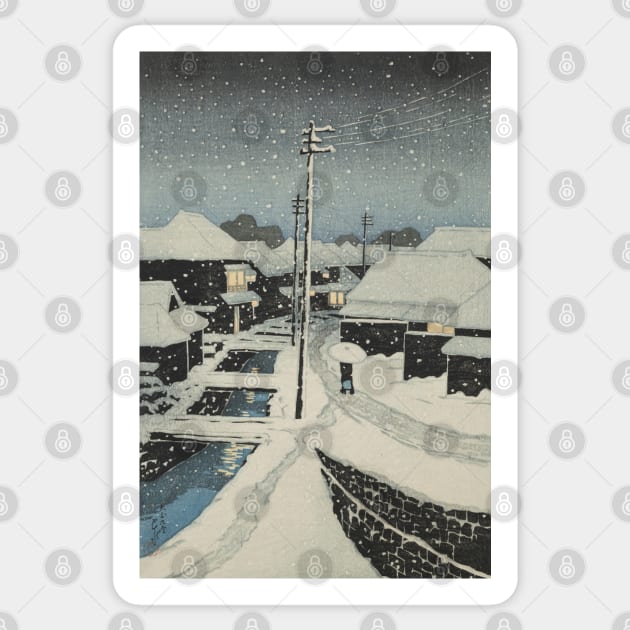 Evening Snow at Terashima Village by Hasui Kawase Sticker by uncommontee